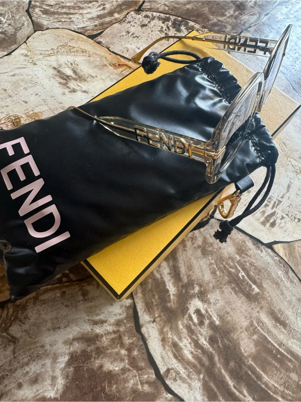 Fendi Transparent Crystal Frame Sunglasses with Brown Lenses